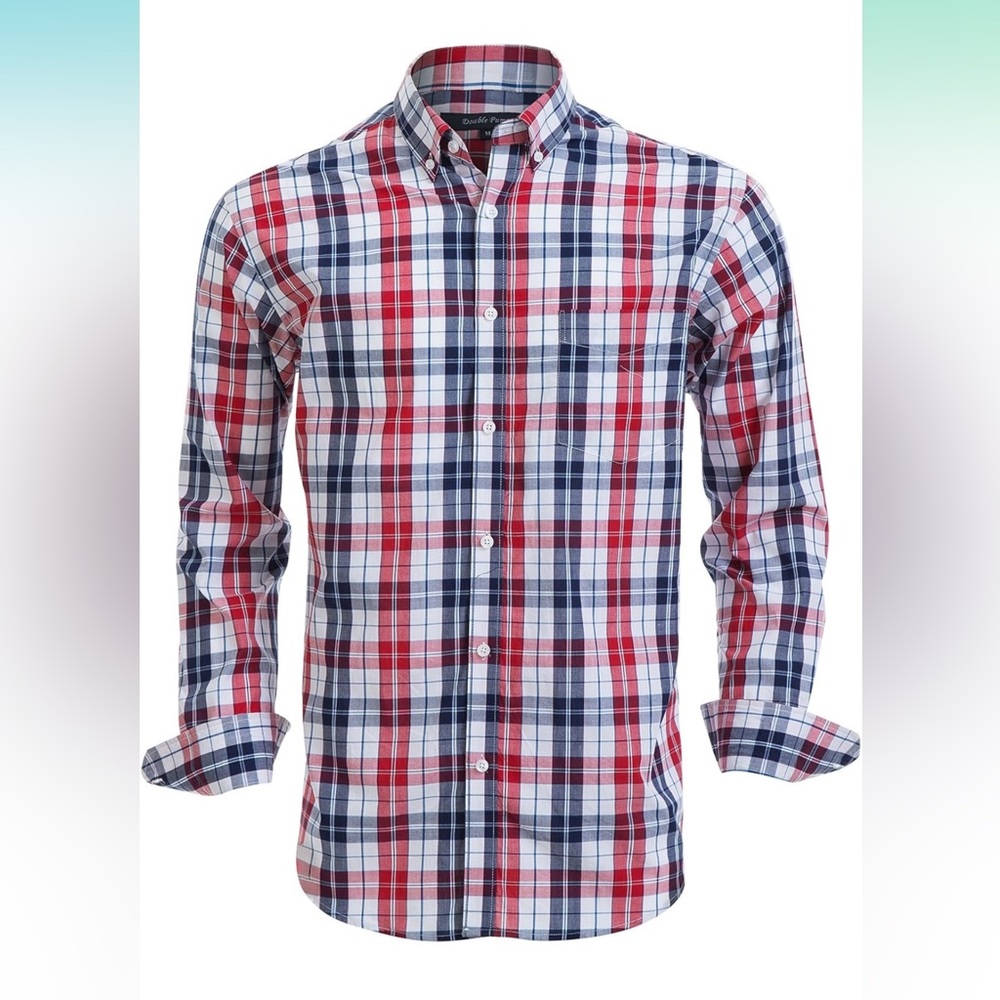 Men's Red and Blue Plaid Shirt